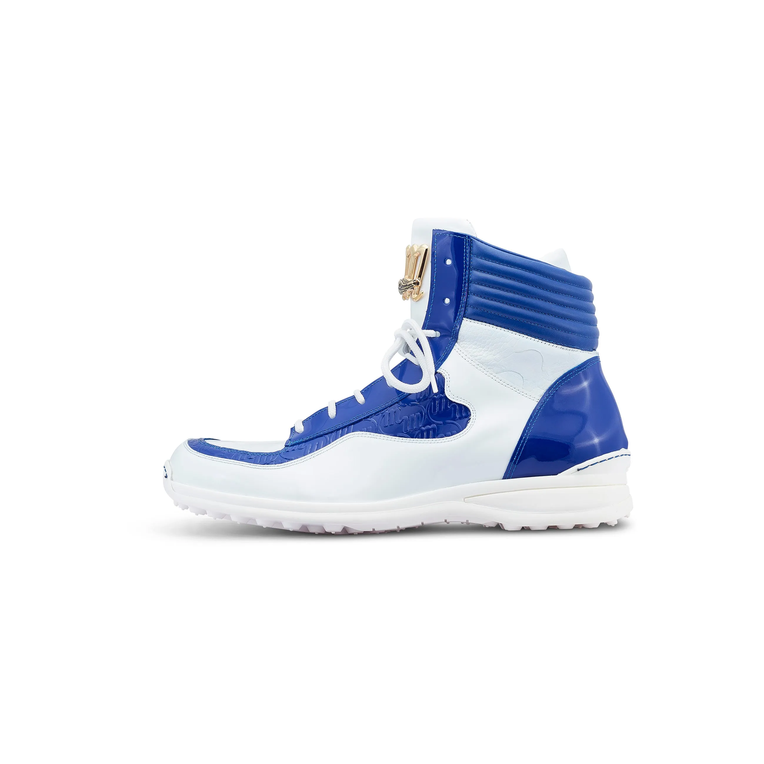 Mauri patent leather and baby crocodile sneaker