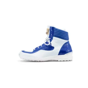 Mauri patent leather and baby crocodile sneaker