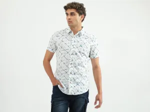 Men Printed Spread Collar Shirt