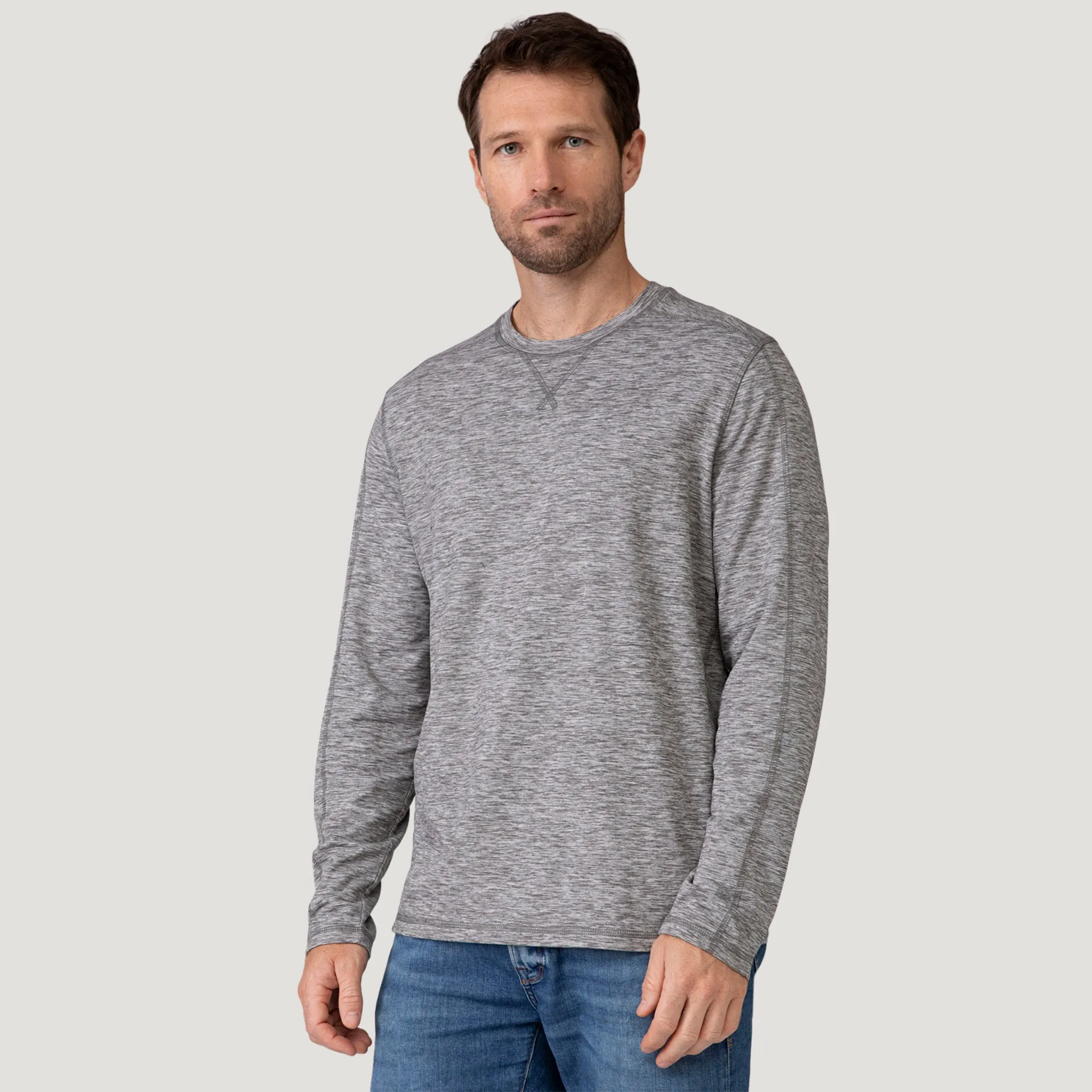 Men's FreeCycle® Sueded Spacedye Long Sleeve Crew Neck