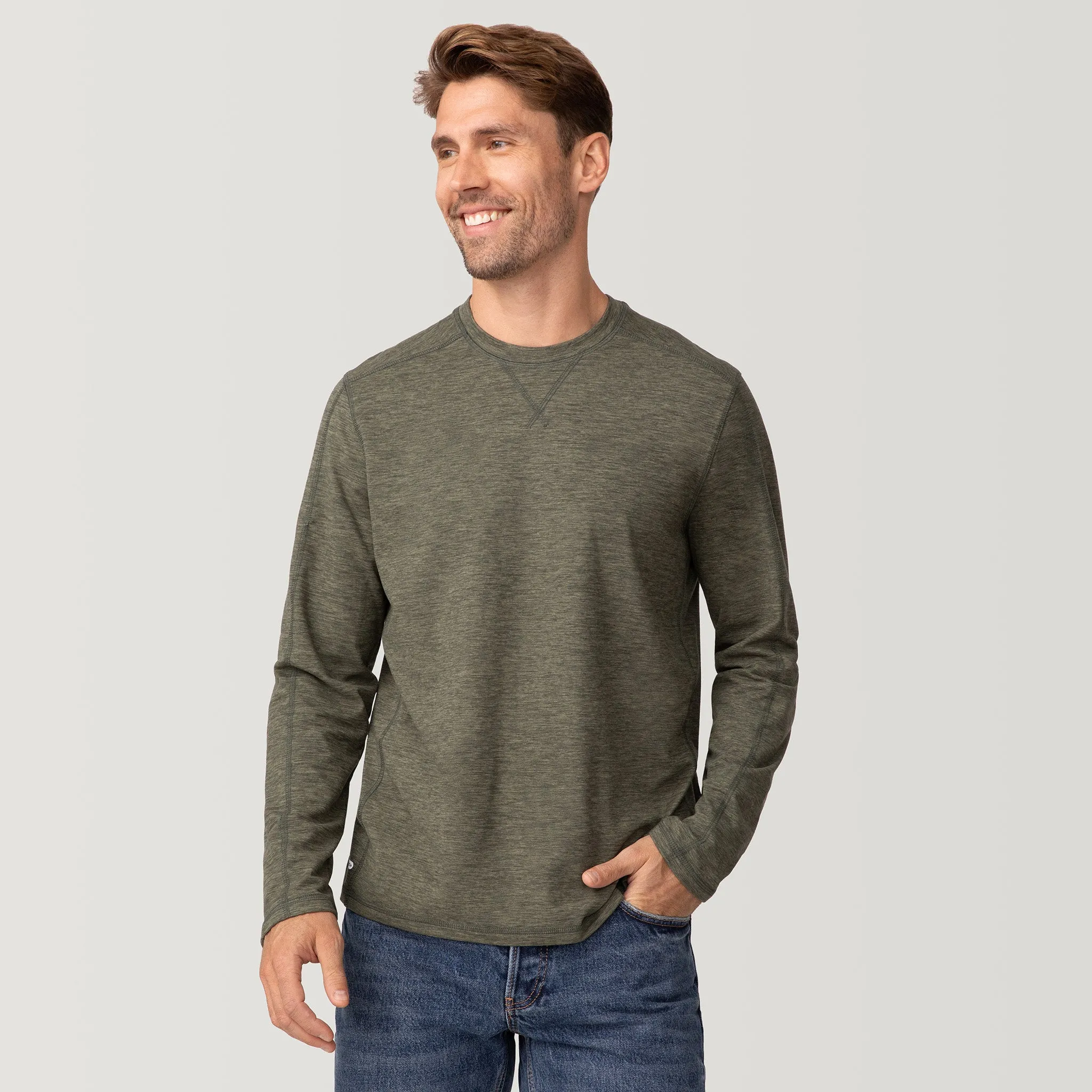 Men's FreeCycle® Sueded Spacedye Long Sleeve Crew Neck