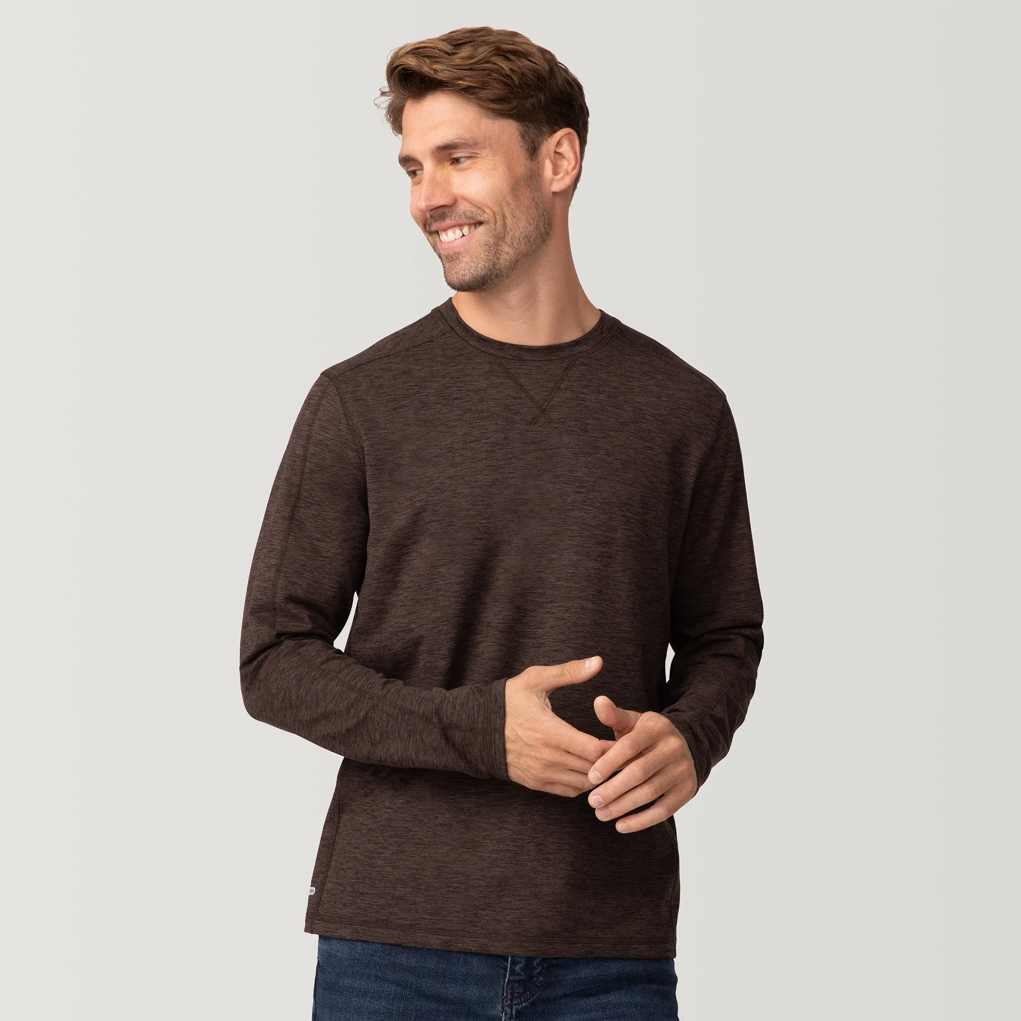 Men's FreeCycle® Sueded Spacedye Long Sleeve Crew Neck