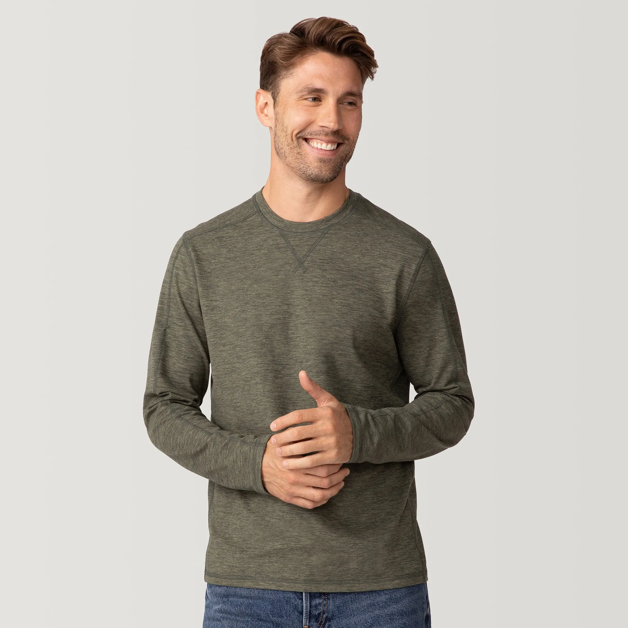 Men's FreeCycle® Sueded Spacedye Long Sleeve Crew Neck
