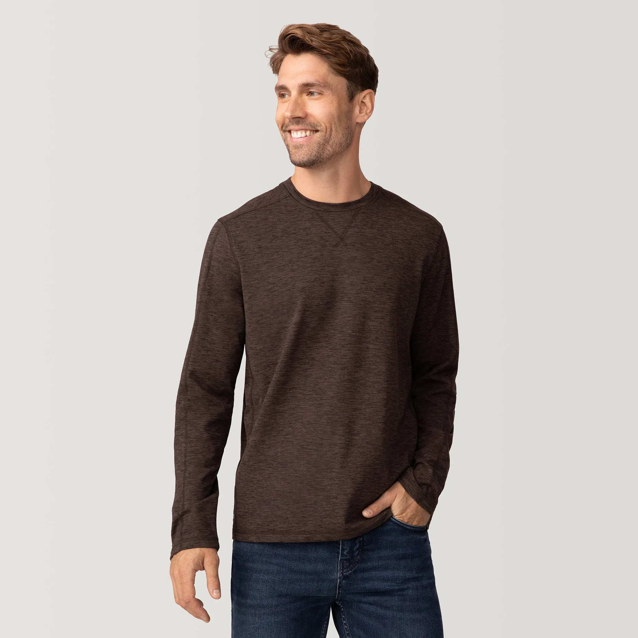 Men's FreeCycle® Sueded Spacedye Long Sleeve Crew Neck