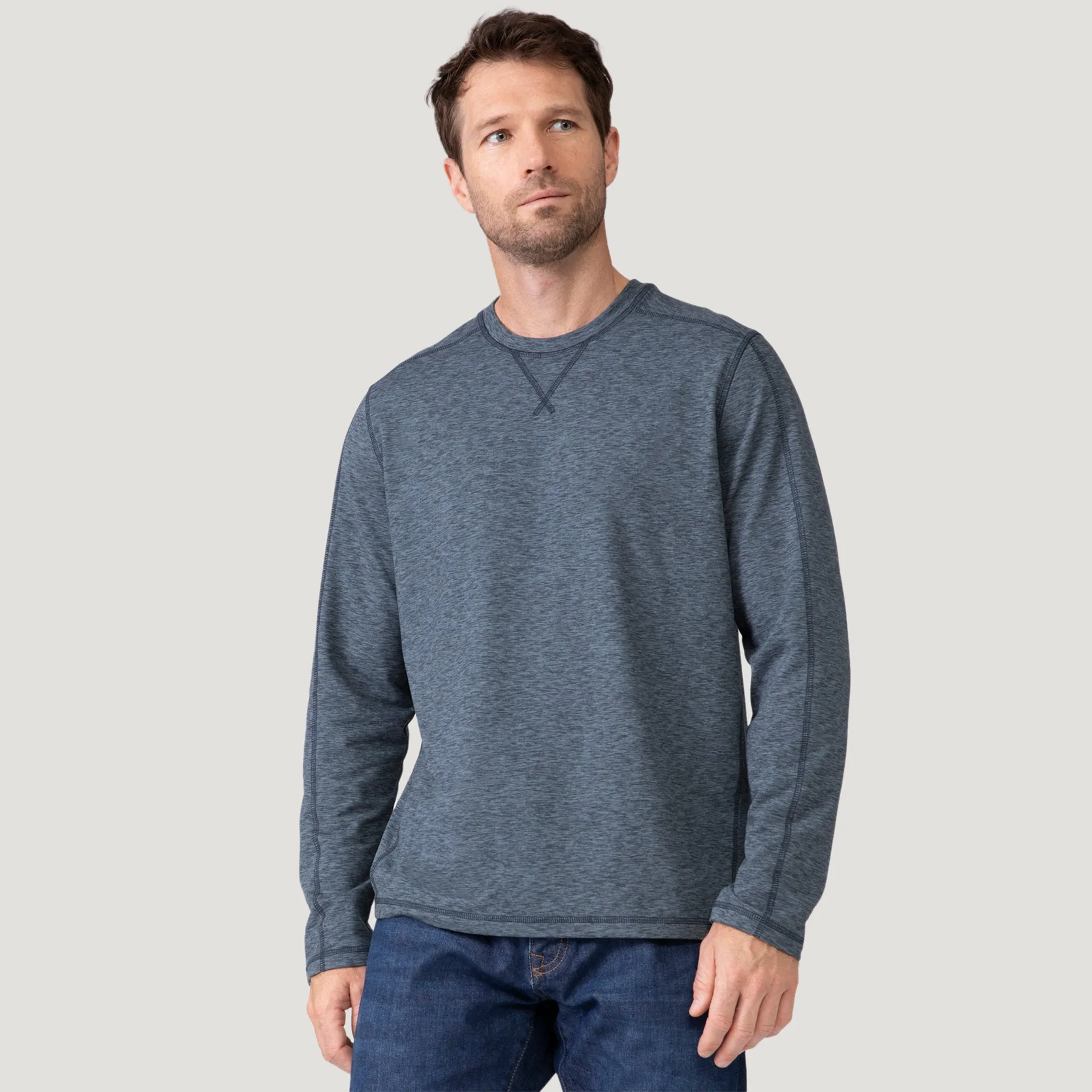 Men's FreeCycle® Sueded Spacedye Long Sleeve Crew Neck
