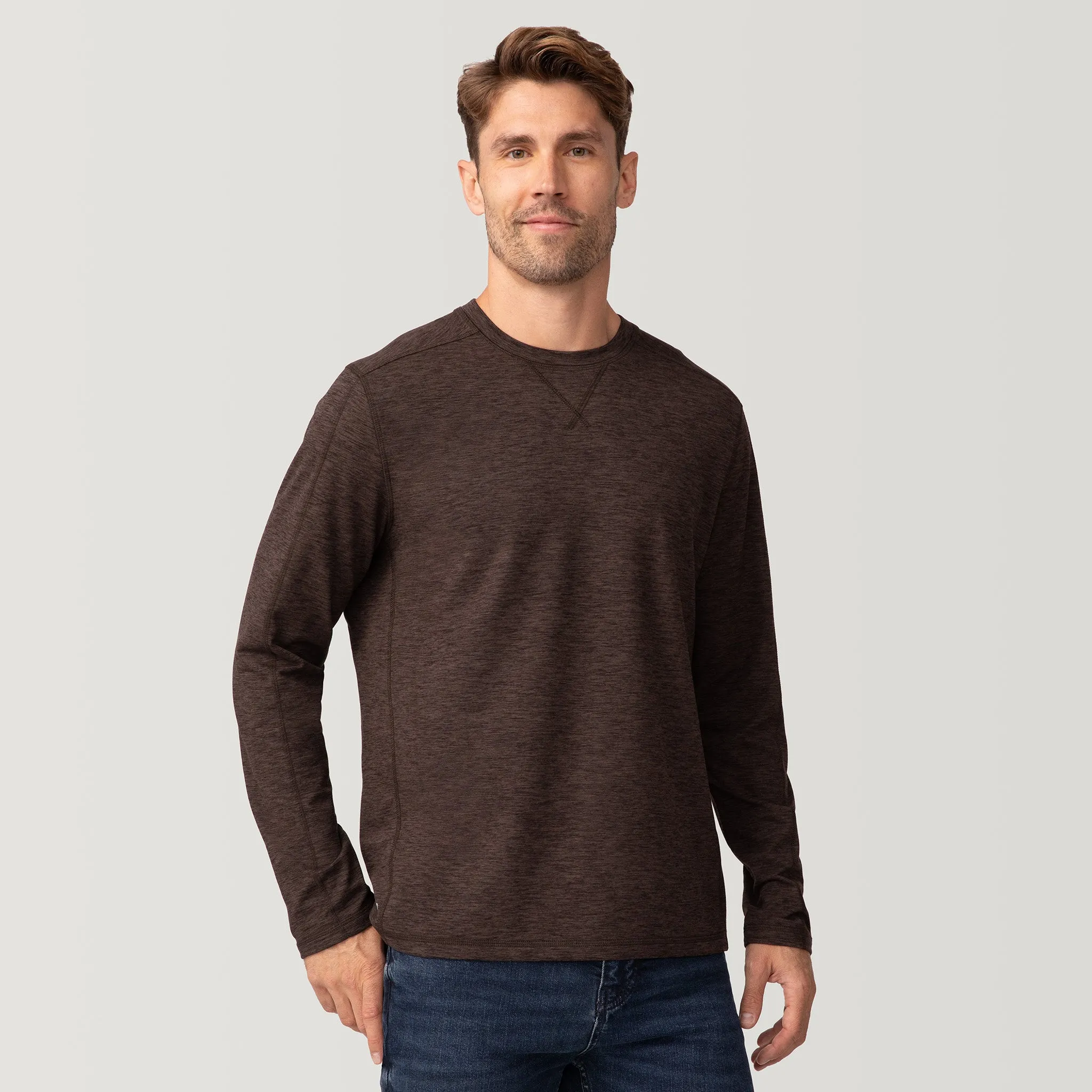 Men's FreeCycle® Sueded Spacedye Long Sleeve Crew Neck