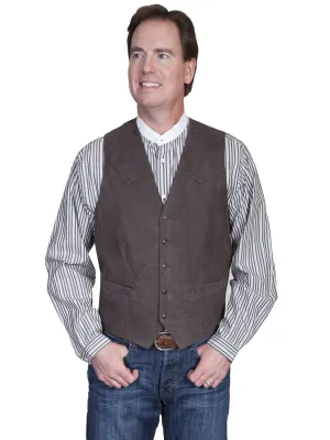 Men's Leather Vest Collection: Scully Western Lambskin, Buttons, Brown