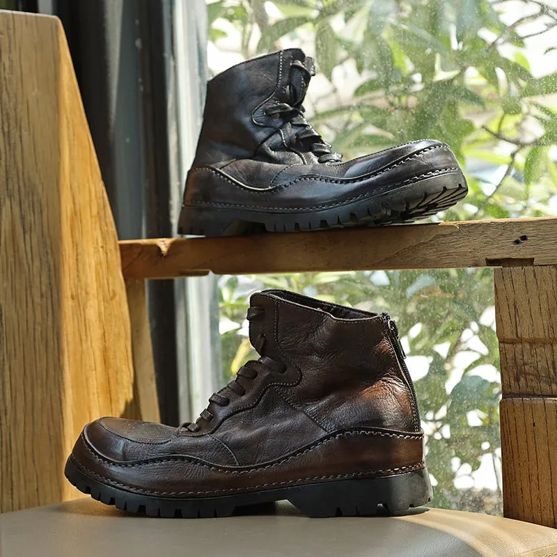 Men's trendy breathable thick bottom zipper ankle boots