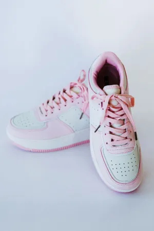 Mile a Minute Platform Sneakers - Pink and Beige