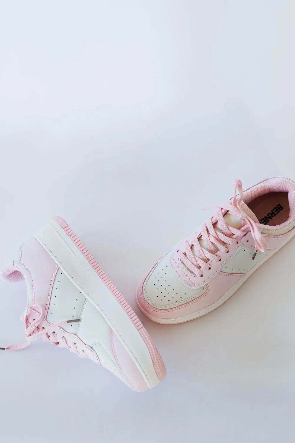 Mile a Minute Platform Sneakers - Pink and Beige