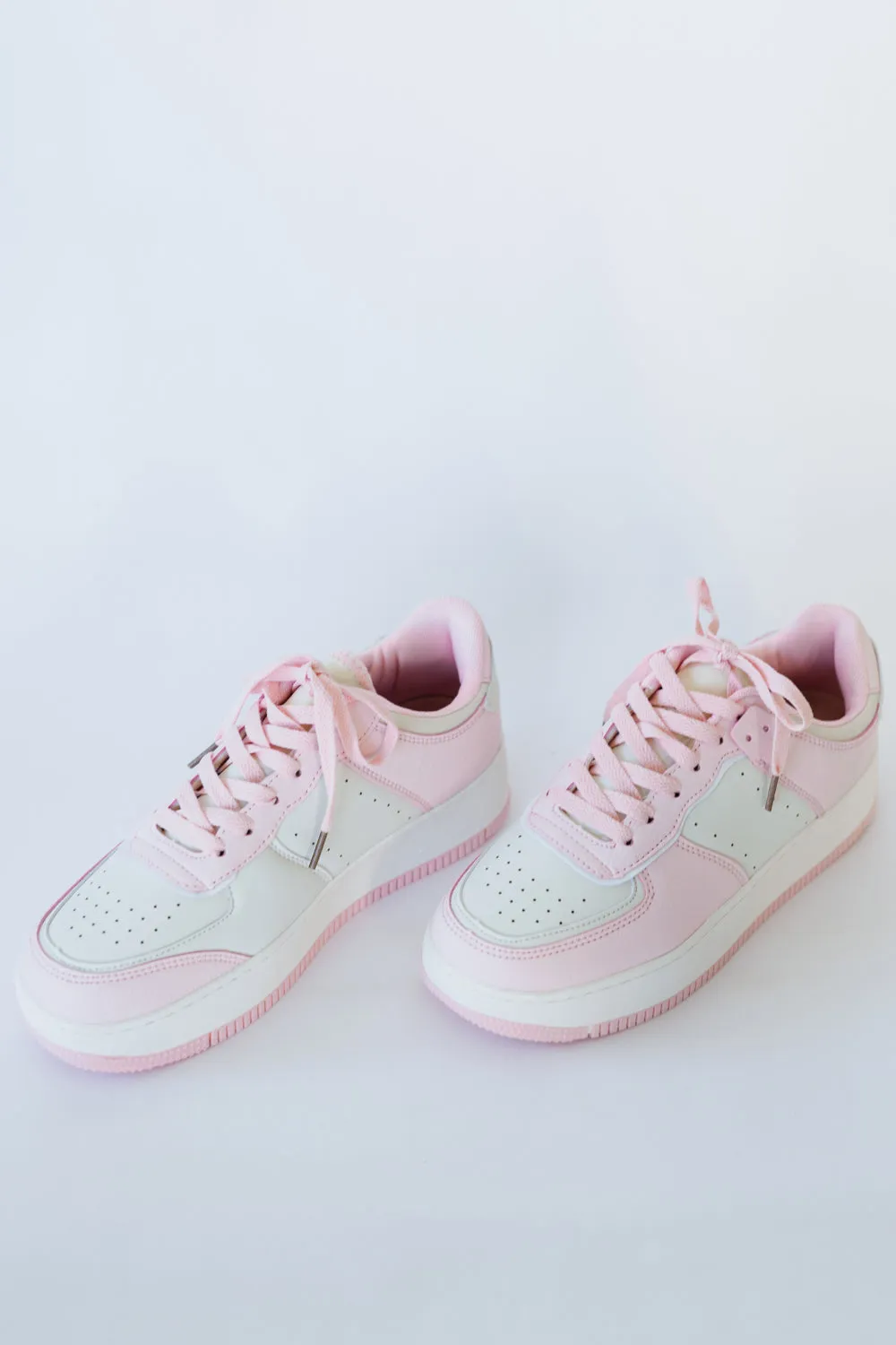 Mile a Minute Platform Sneakers - Pink and Beige