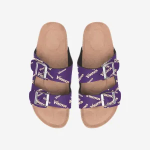 Minnesota Vikings Womens Mini Print Double Buckle Sandal