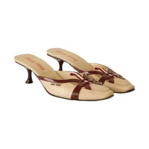 Miu Miu Leather Tan   Red Kitten Heels