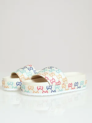 Monogram Printed Canvas Flatform Slide