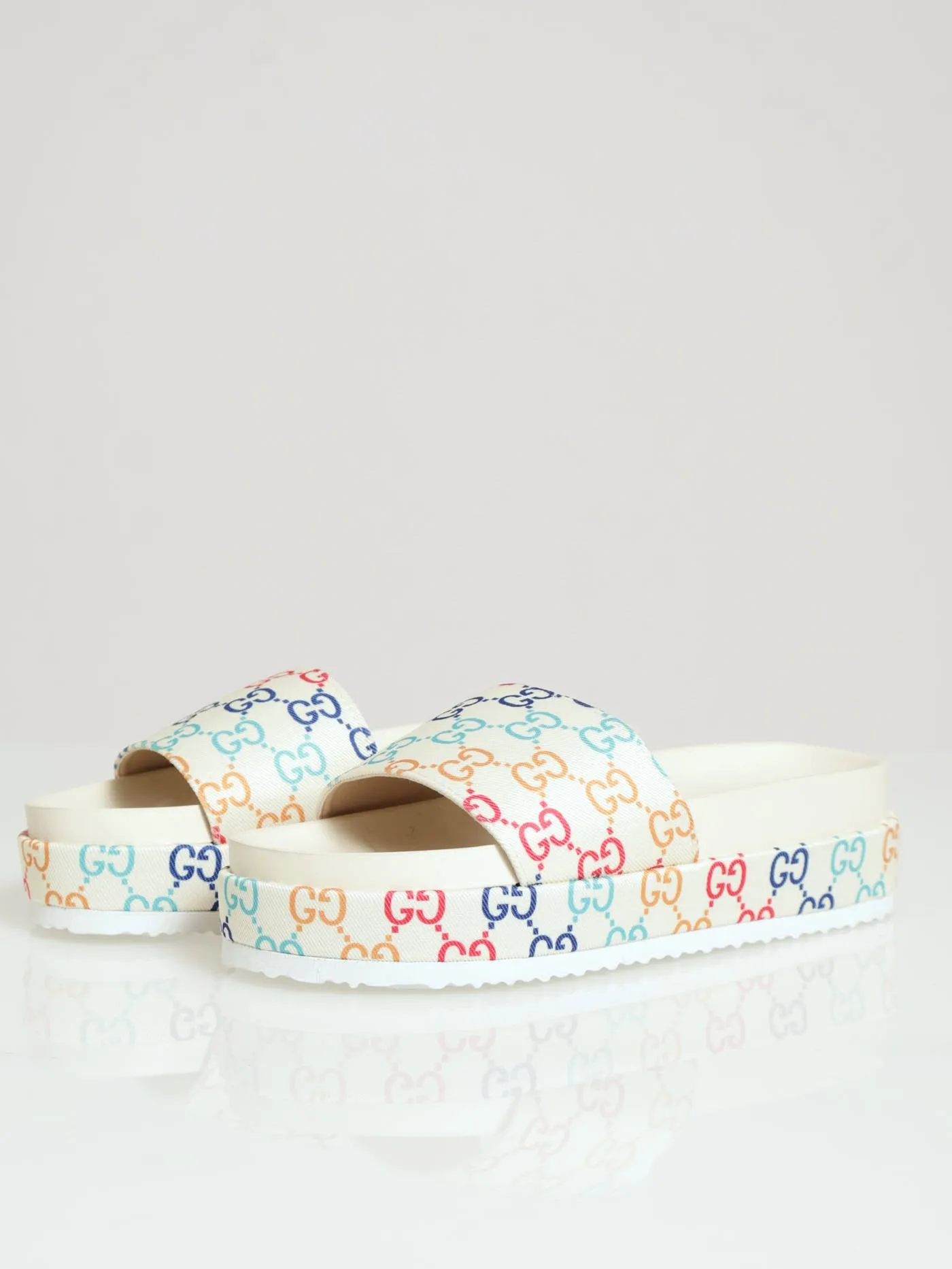 Monogram Printed Canvas Flatform Slide