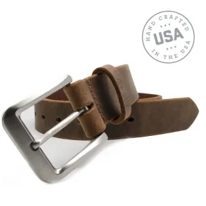 Mt. Pisgah Titanium Distressed Leather Belt by Nickel Smart®