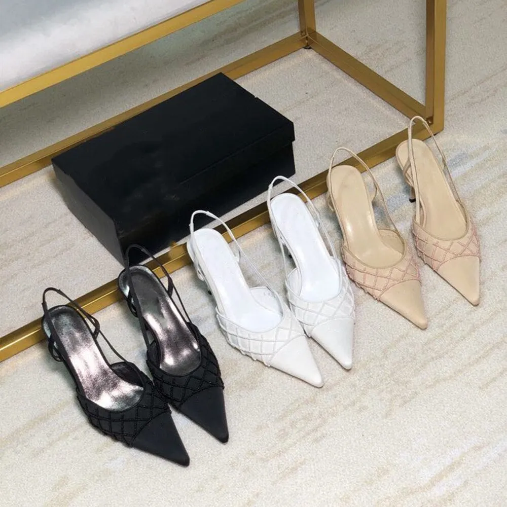 New leather women Handmade beaded high heel sandals