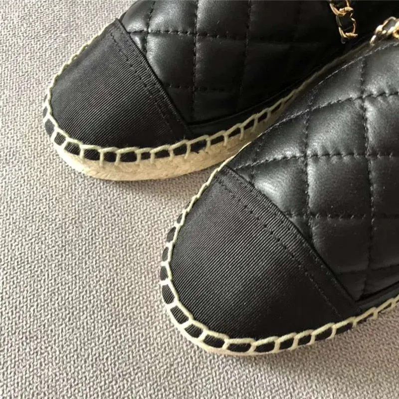 New Women Espadrilles Shoes Flat Genuine Leather Shoes Woman Casual Loafers Top Quality Spring Autumn Big Size 35-41