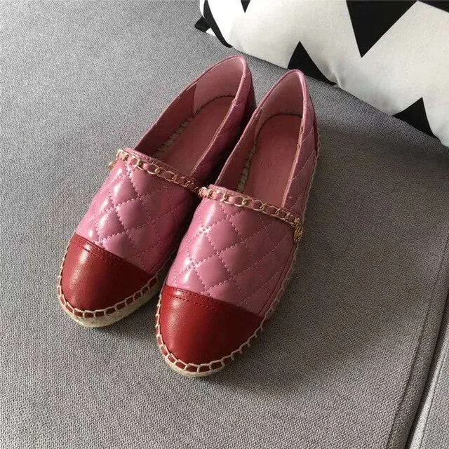 New Women Espadrilles Shoes Flat Genuine Leather Shoes Woman Casual Loafers Top Quality Spring Autumn Big Size 35-41