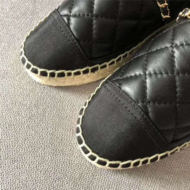 New Women Espadrilles Shoes Flat Genuine Leather Shoes Woman Casual Loafers Top Quality Spring Autumn Big Size 35-41