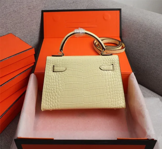 One Shoulder crocodile leather platinum bag