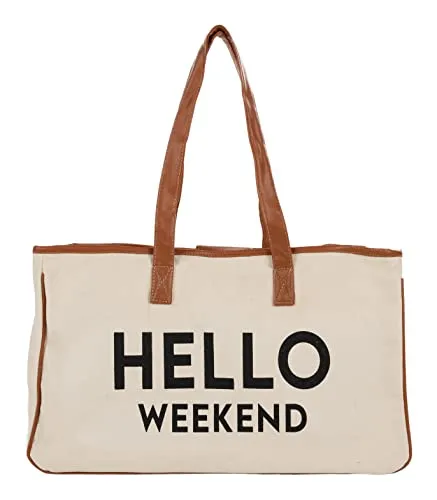 Oversized Constructed Canvas Cotton Tote Bag by Funky Junque