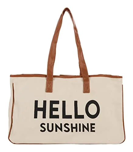 Oversized Constructed Canvas Cotton Tote Bag by Funky Junque