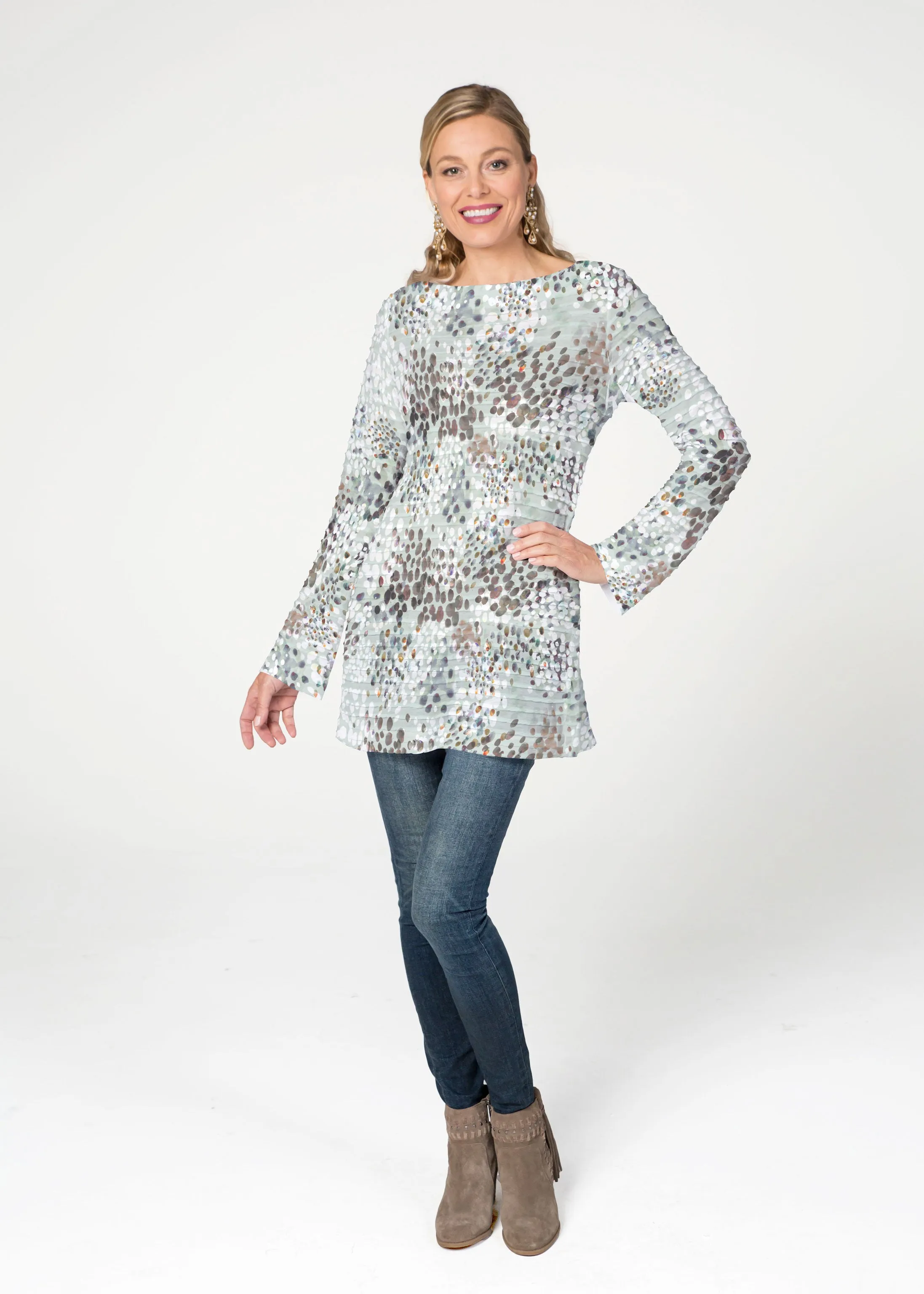 Painted Dots (8020) ~ Banded Boatneck Tunic