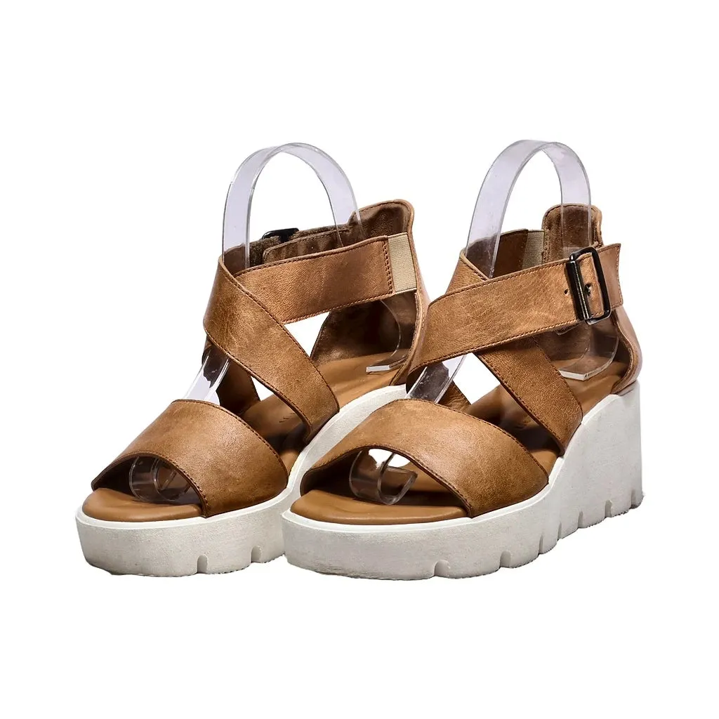 Paul Green Wedge Sandals Leather Brown Colour For Women