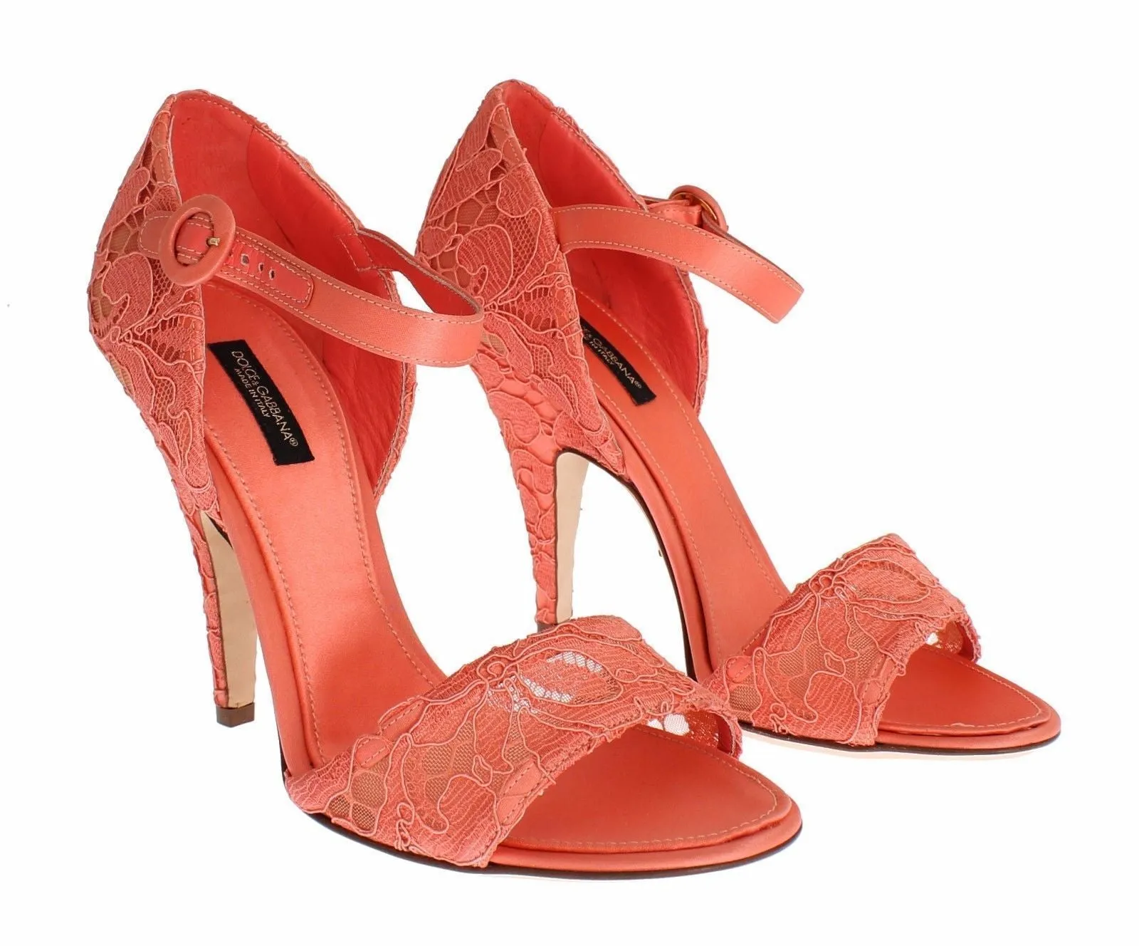 Peach Taormina Lace Heels Mary Janes