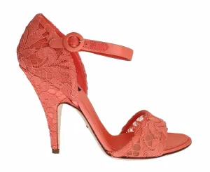 Peach Taormina Lace Heels Mary Janes