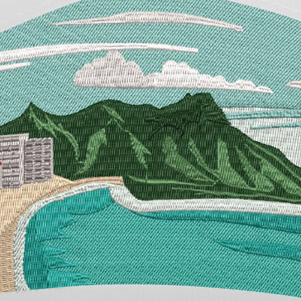 Performance Flat Bill Snapback | Diamond Head View | White PreOrder