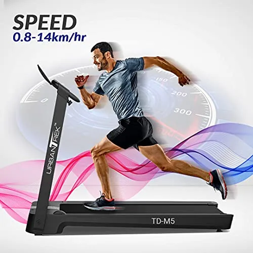 PowerMax Fitness TD-M5 2.5HP (5HP Peak) Pre-installed Motorized Steel Treadmill, Home Use & Automatic Lubrication (Black)