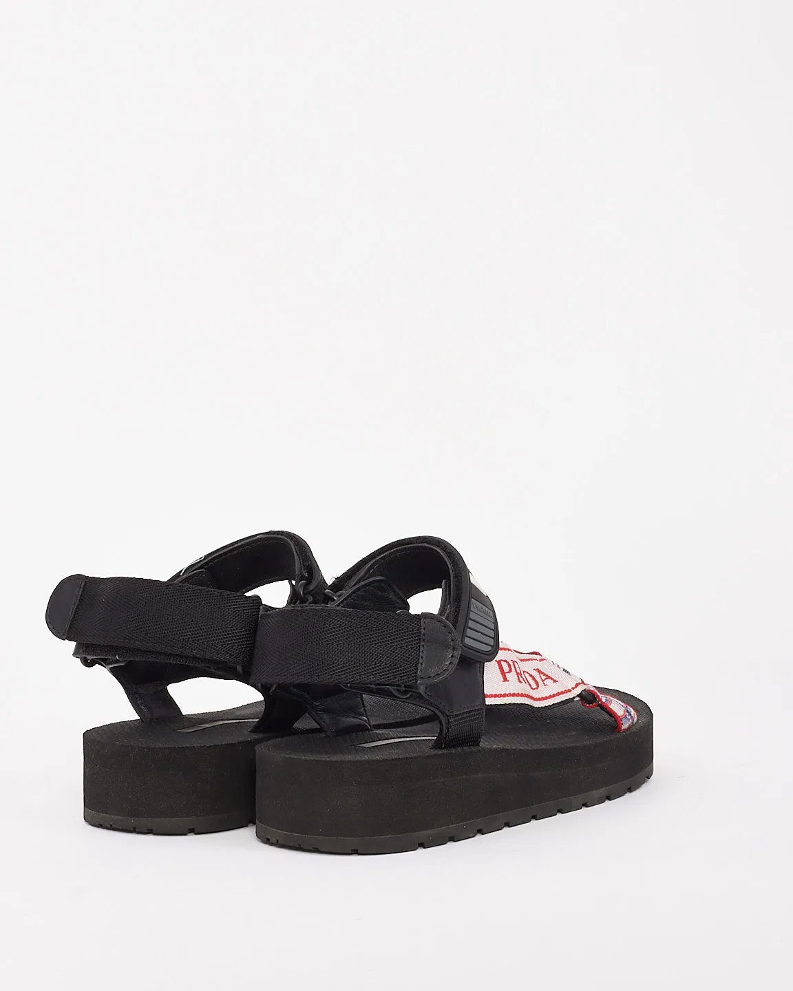 Prada Black Nomad Logo-print & Checked Canvas Sandals - 7