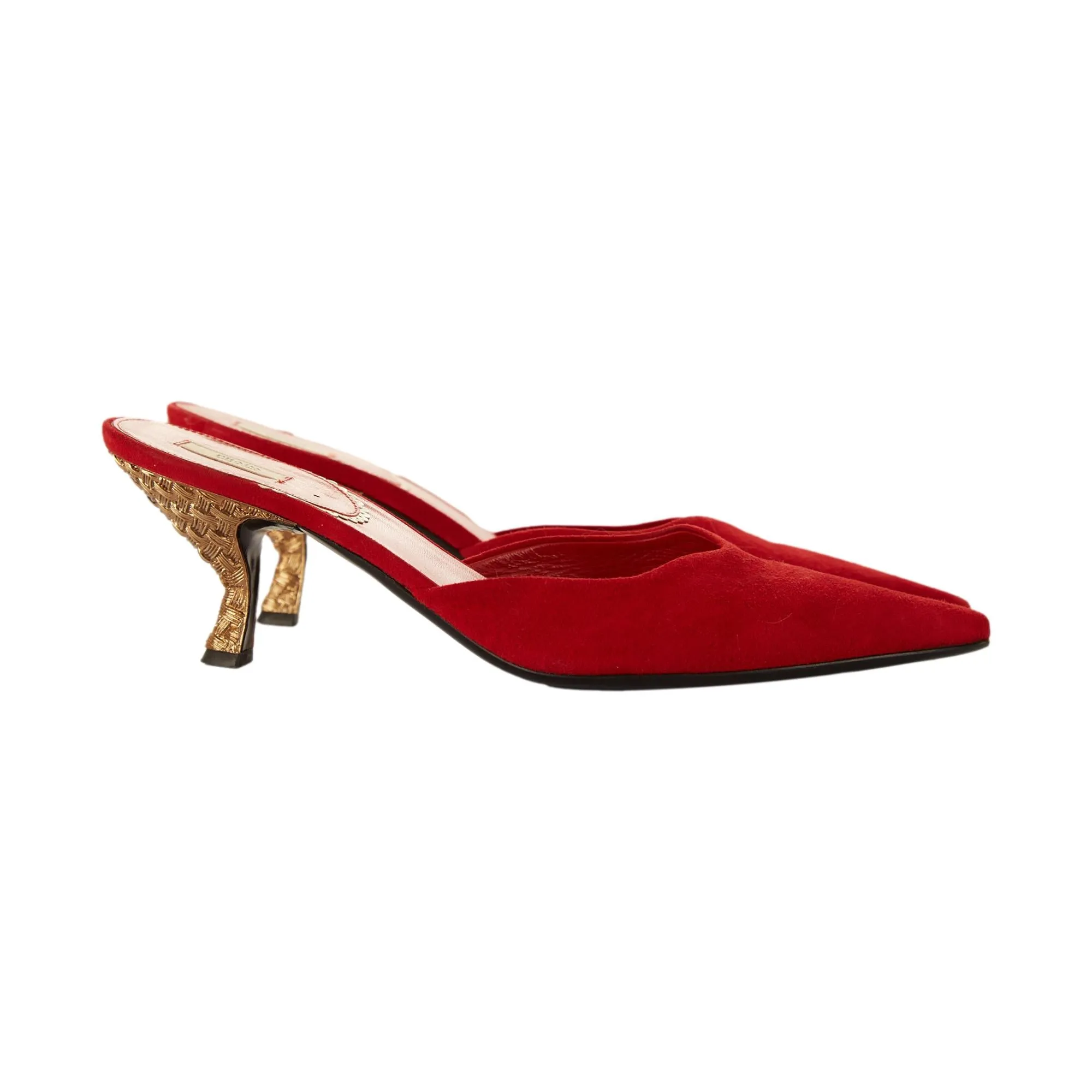 Prada Red Suede Kitten Heels