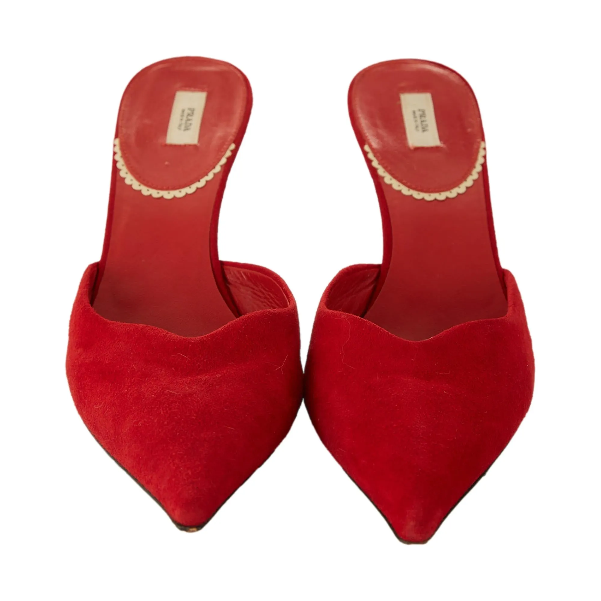 Prada Red Suede Kitten Heels