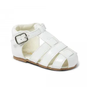 "Ralph" White Patent Hard Sole Sandals