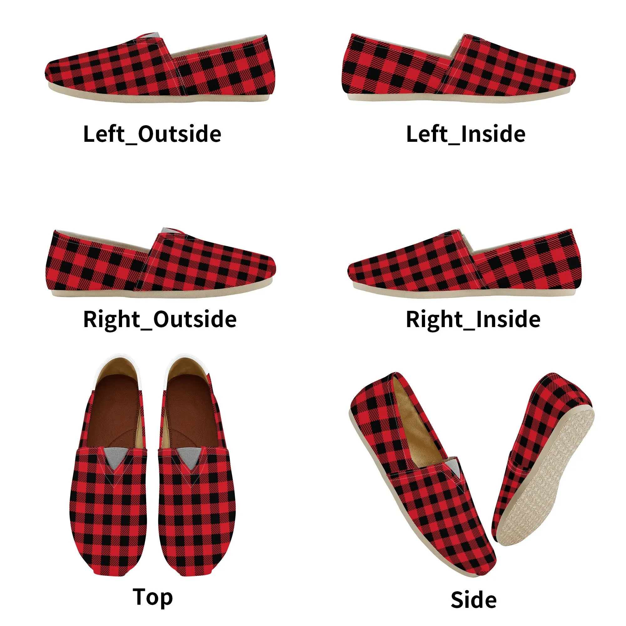 Red Buffalo Plaid Womens Casual Shoes