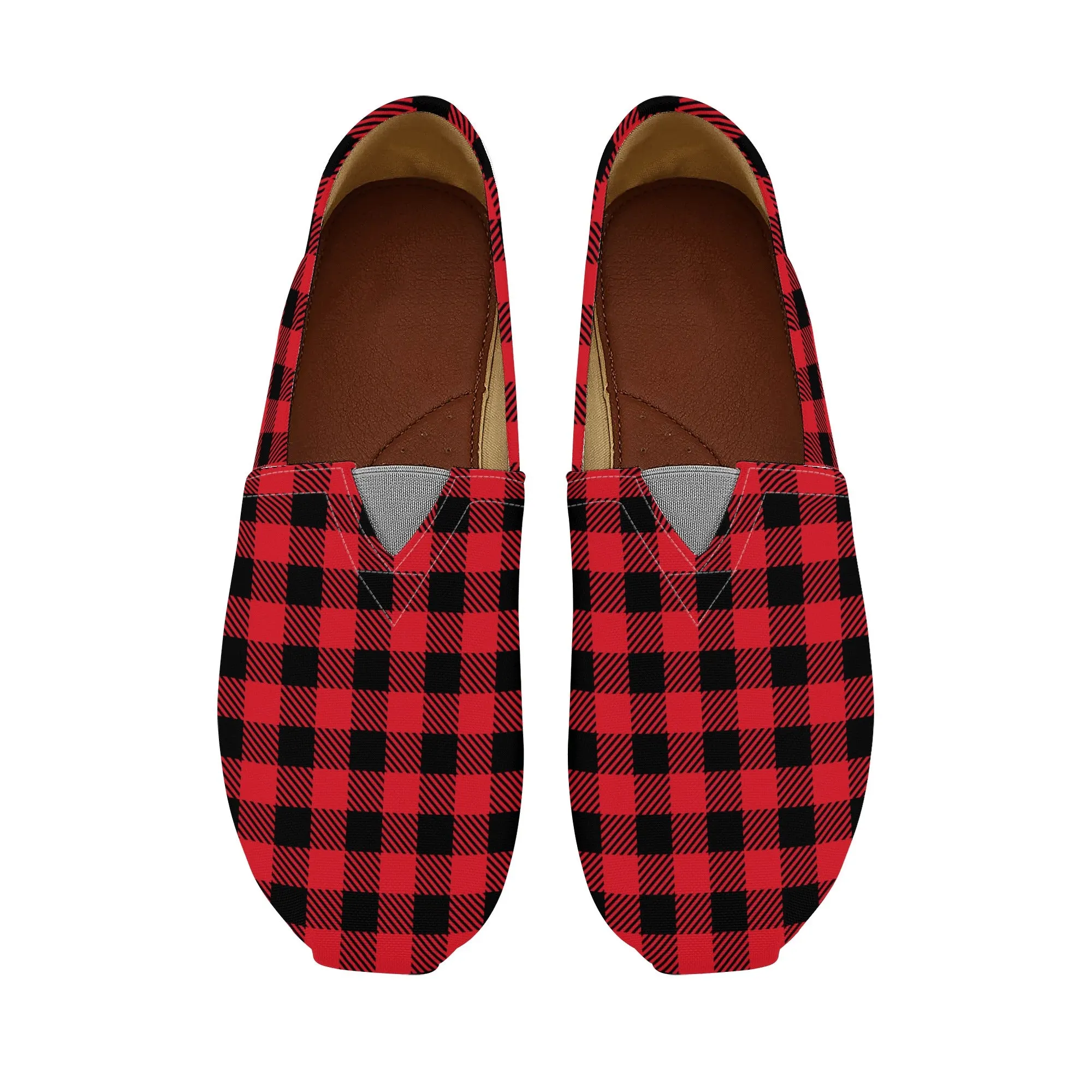 Red Buffalo Plaid Womens Casual Shoes