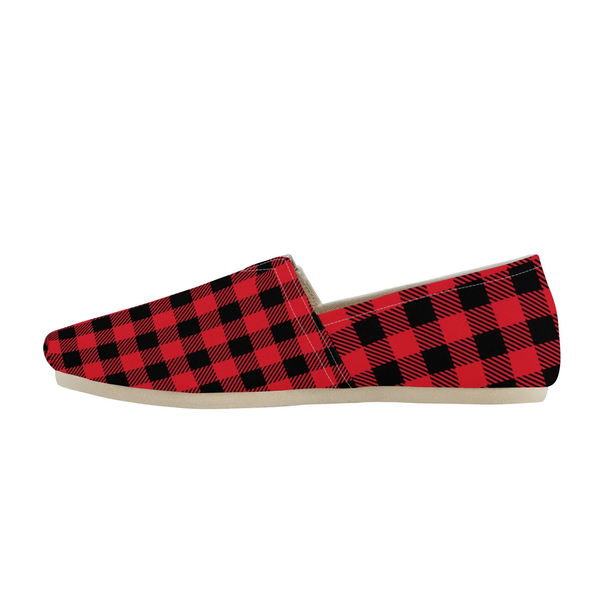 Red Buffalo Plaid Womens Casual Shoes