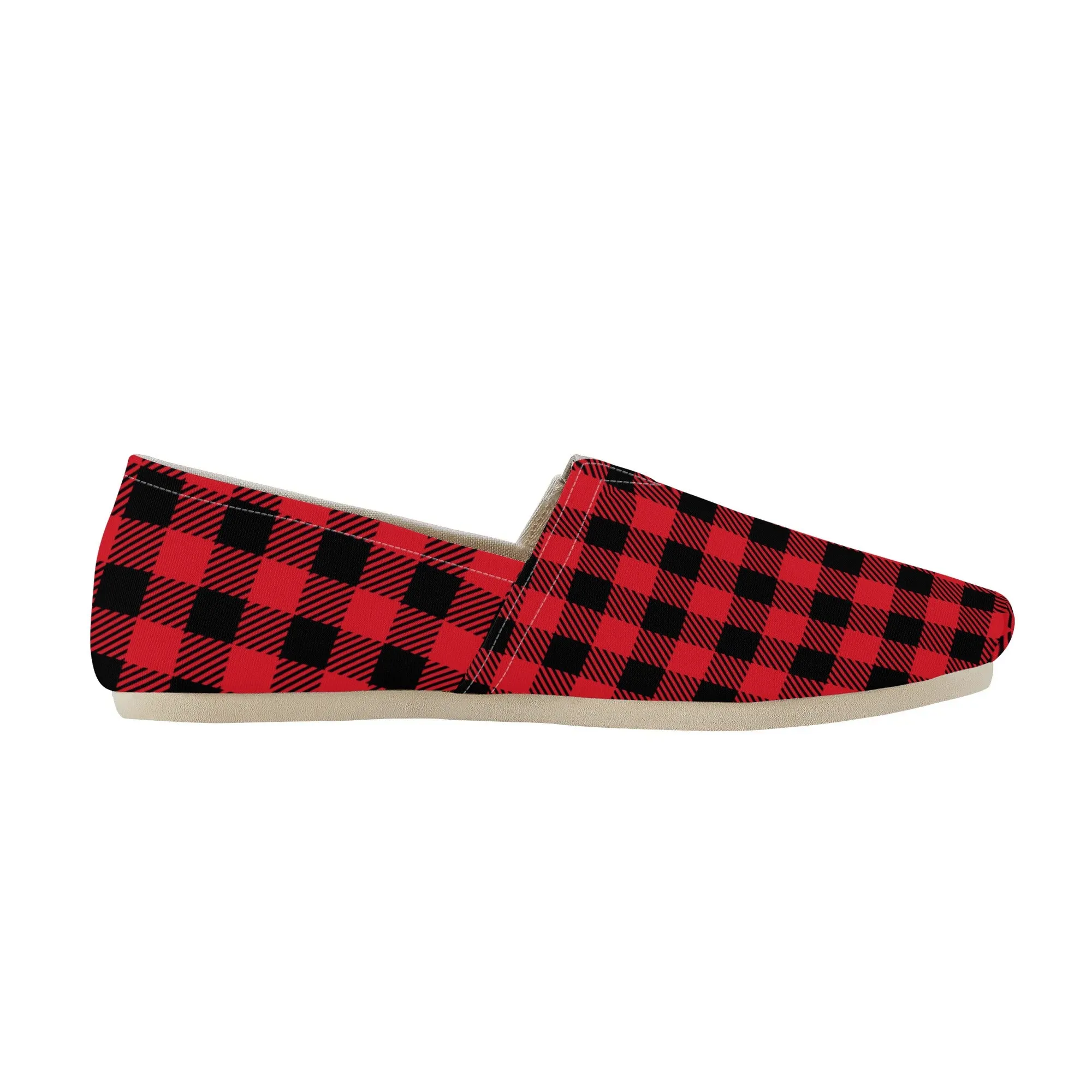 Red Buffalo Plaid Womens Casual Shoes