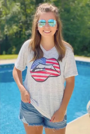 Red, Hot & Blue Lips Tee