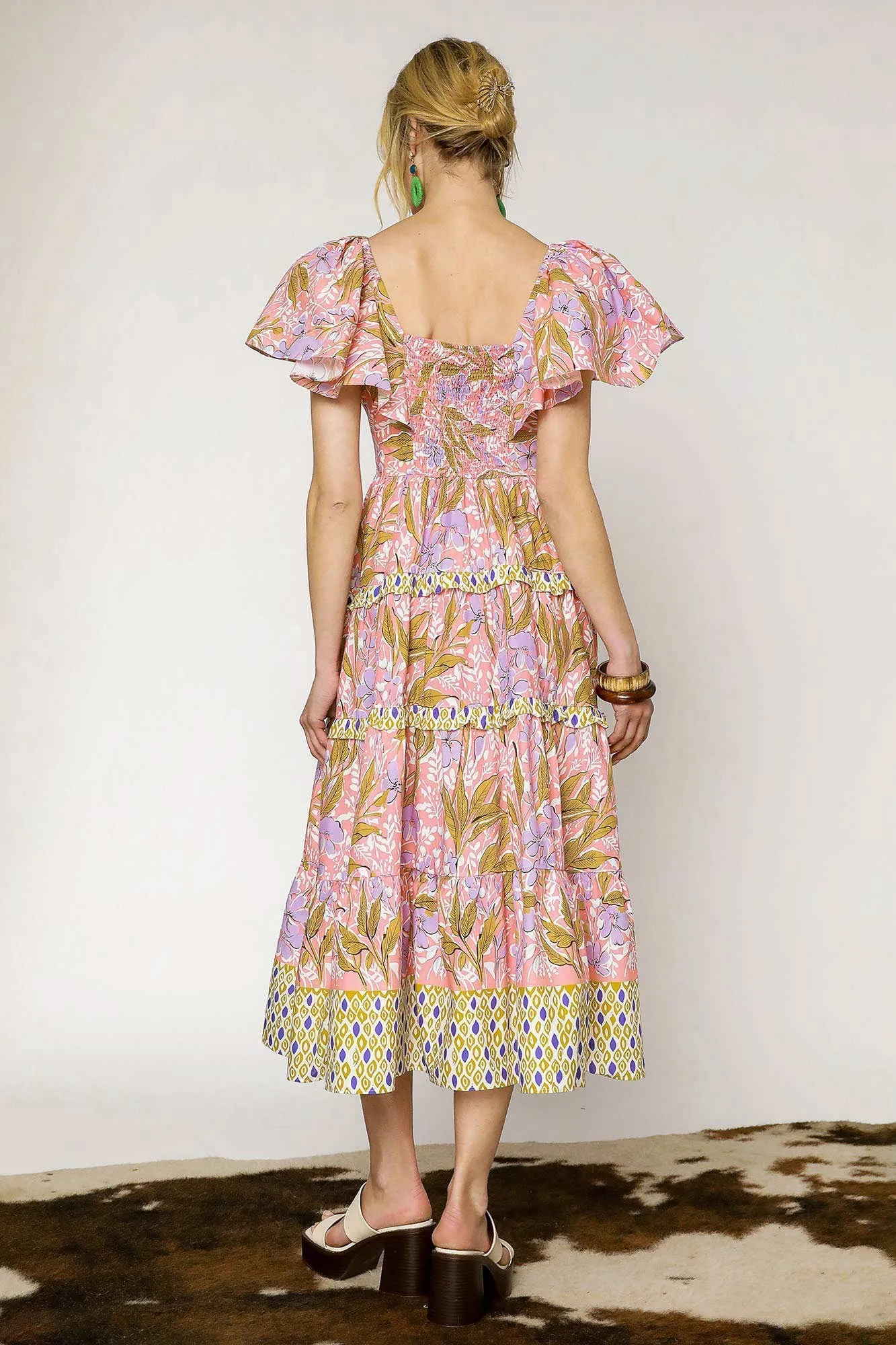 Ruffle Sleeve Smocked Dress