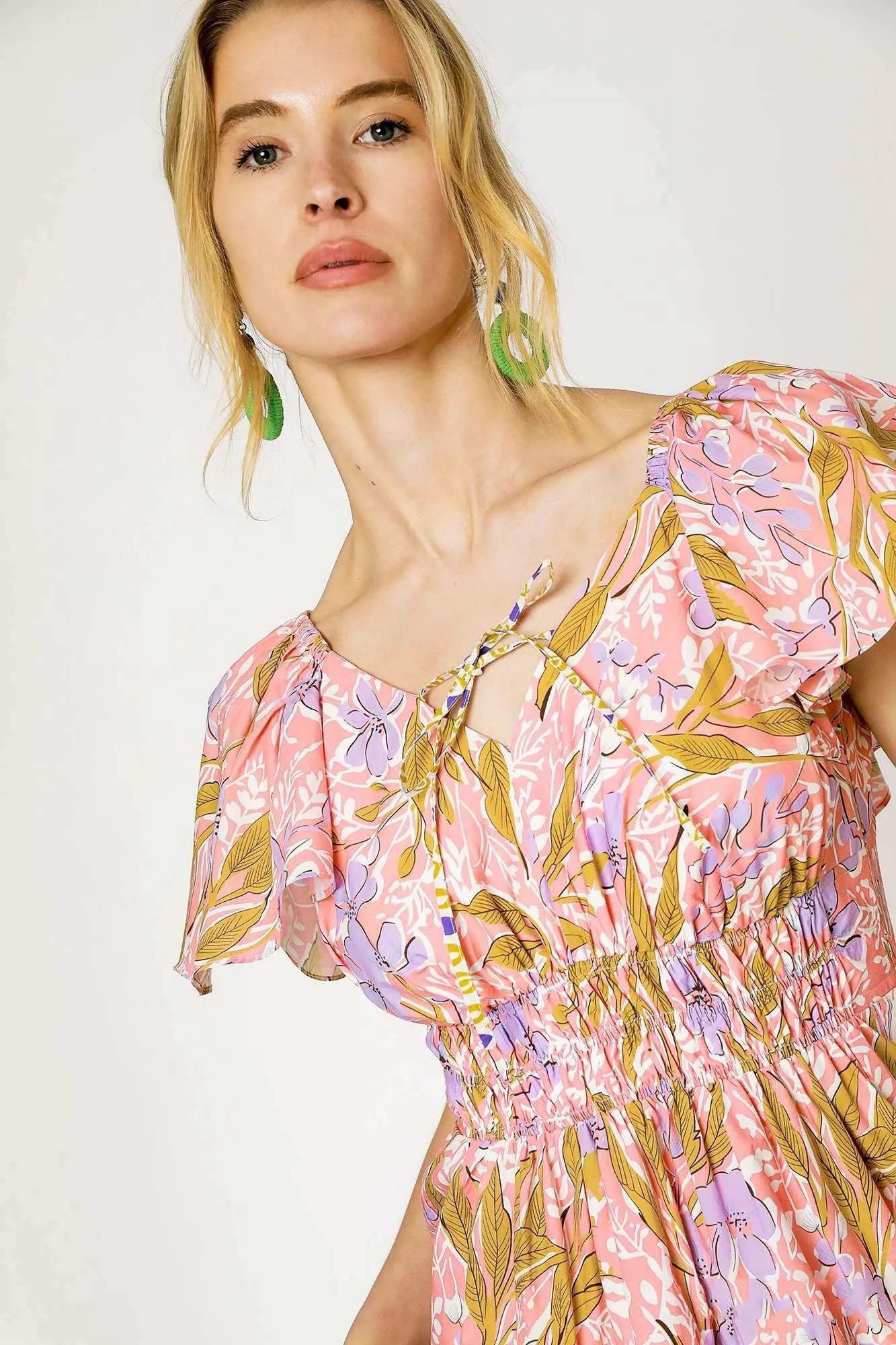 Ruffle Sleeve Smocked Dress