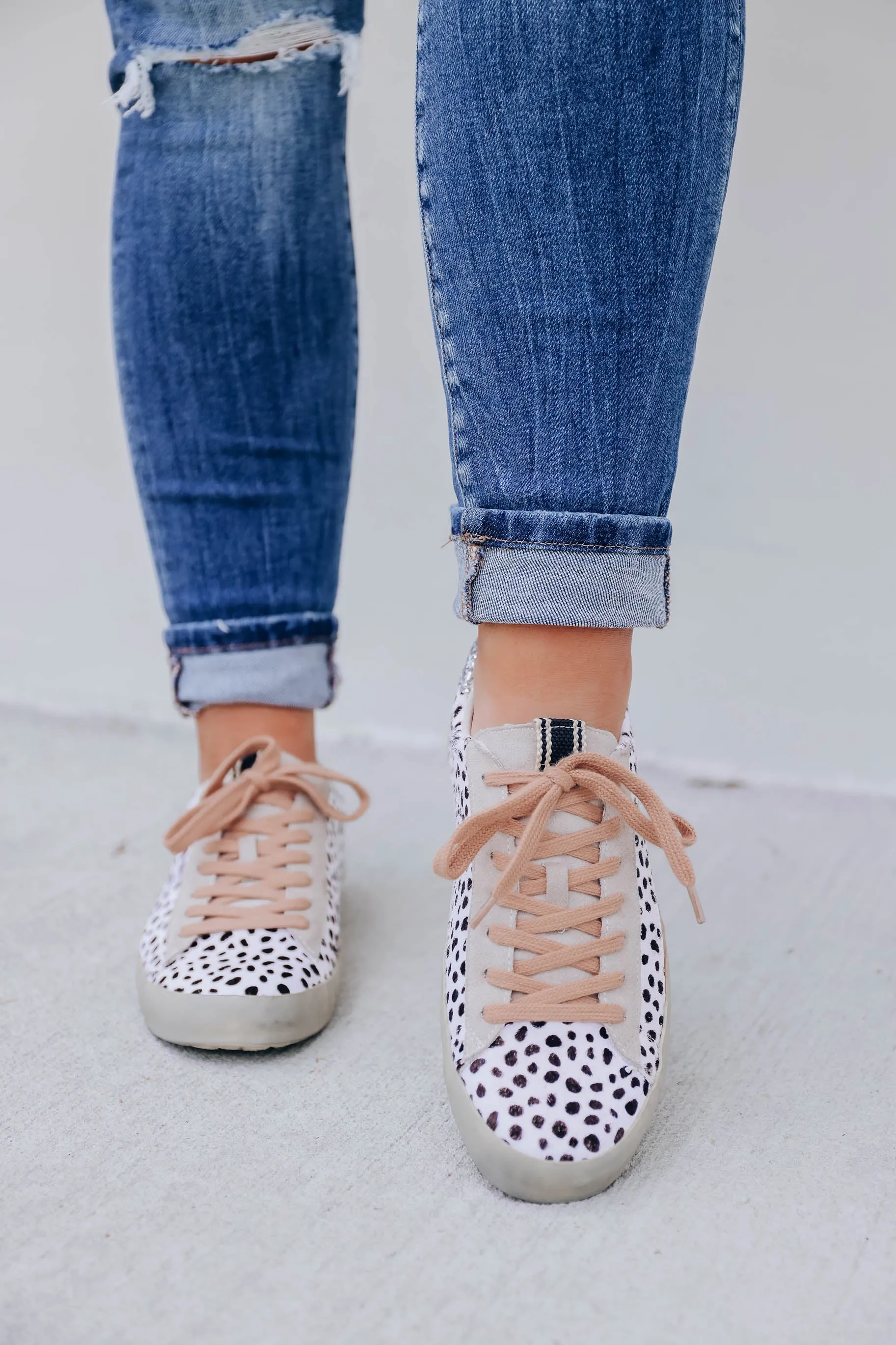 Sabrina Glitter Sneakers by ShuShop - White Cheetah