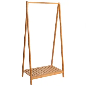Scandi Design 100% Eco Bamboo Wood |  Freestanding Dressing Rail with Shelf  | Natural | 1.2m High