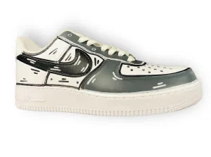 SCARPE NIKE AIR FORCE 1 LE SNEAKERS BIANCA ONE WHITE CUSTOM GRAY