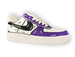 SCARPE NIKE AIR FORCE 1 LE SNEAKERS BIANCA ONE WHITE CUSTOM VIOLA