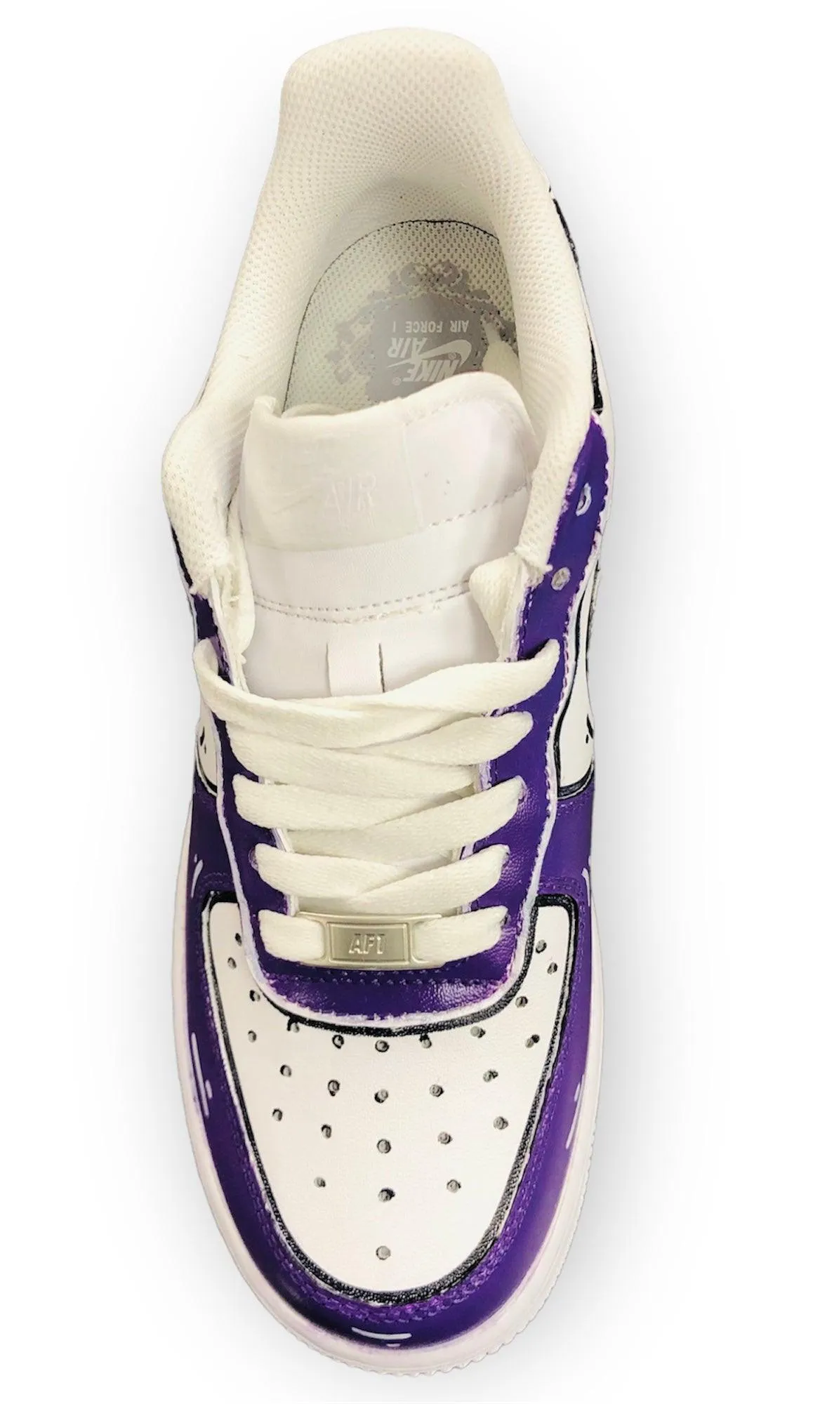 SCARPE NIKE AIR FORCE 1 LE SNEAKERS BIANCA ONE WHITE CUSTOM VIOLA