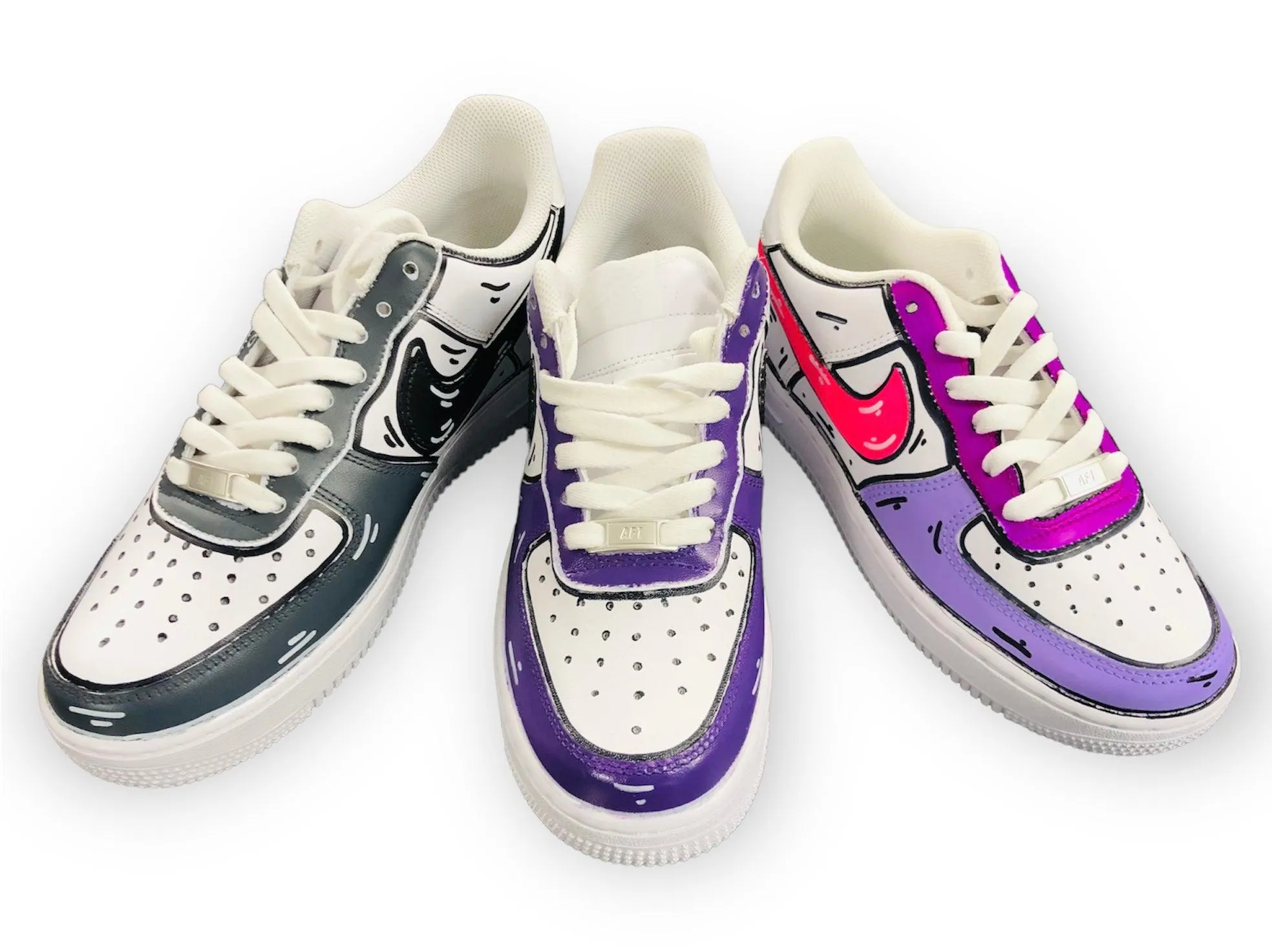 SCARPE NIKE AIR FORCE 1 LE SNEAKERS BIANCA ONE WHITE CUSTOM VIOLA